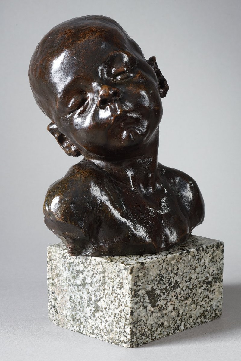 Buste de bébé endormi - Jules DALOU (1838-1902)-photo-4