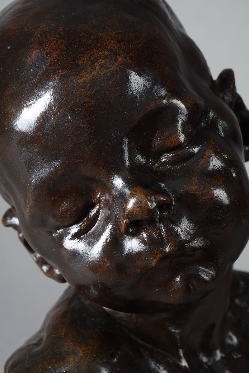 Buste de bébé endormi - Jules DALOU (1838-1902)-photo-5