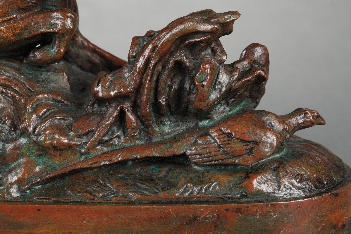 Braque en arrêt sur un faisan - Antoine-Louis BARYE (1796-1875)-photo-3