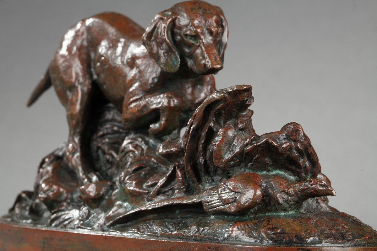 Braque en arrêt sur un faisan - Antoine-Louis BARYE (1796-1875)-photo-2
