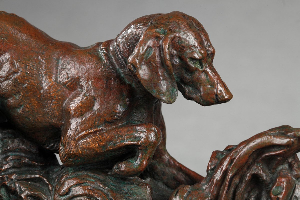 Braque en arrêt sur un faisan - Antoine-Louis BARYE (1796-1875)-photo-3