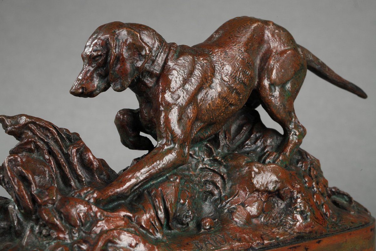 Braque en arrêt sur un faisan - Antoine-Louis BARYE (1796-1875)-photo-4