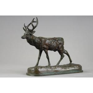 Cerf Qui Marche N°2 - Antoine-louis Barye (1796-1875)