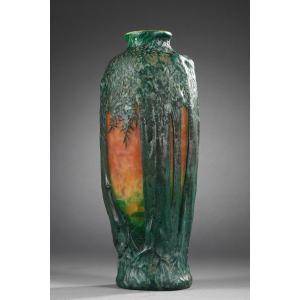 "blown" Vase With Trees - Daum