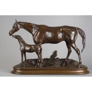 Mare And Foal - Henri De Vains (1851-1909)