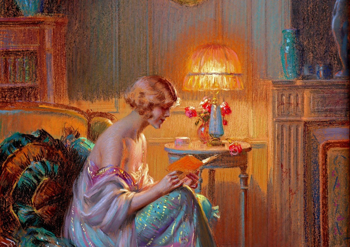 Delphin Enjolras (1847-1945) Elegante Au Salon-photo-5