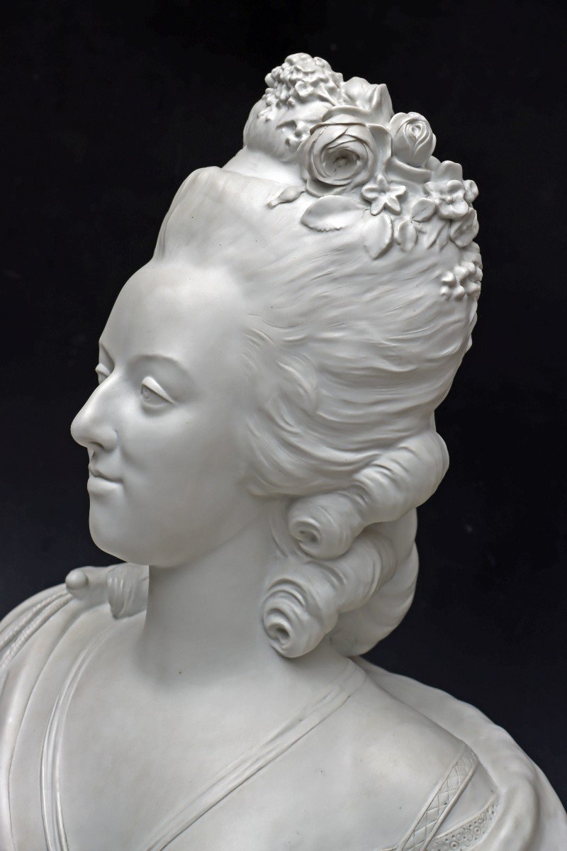 Houdon Nineteenth Large Bust In Biscuit (h: 70 Cm)-photo-5