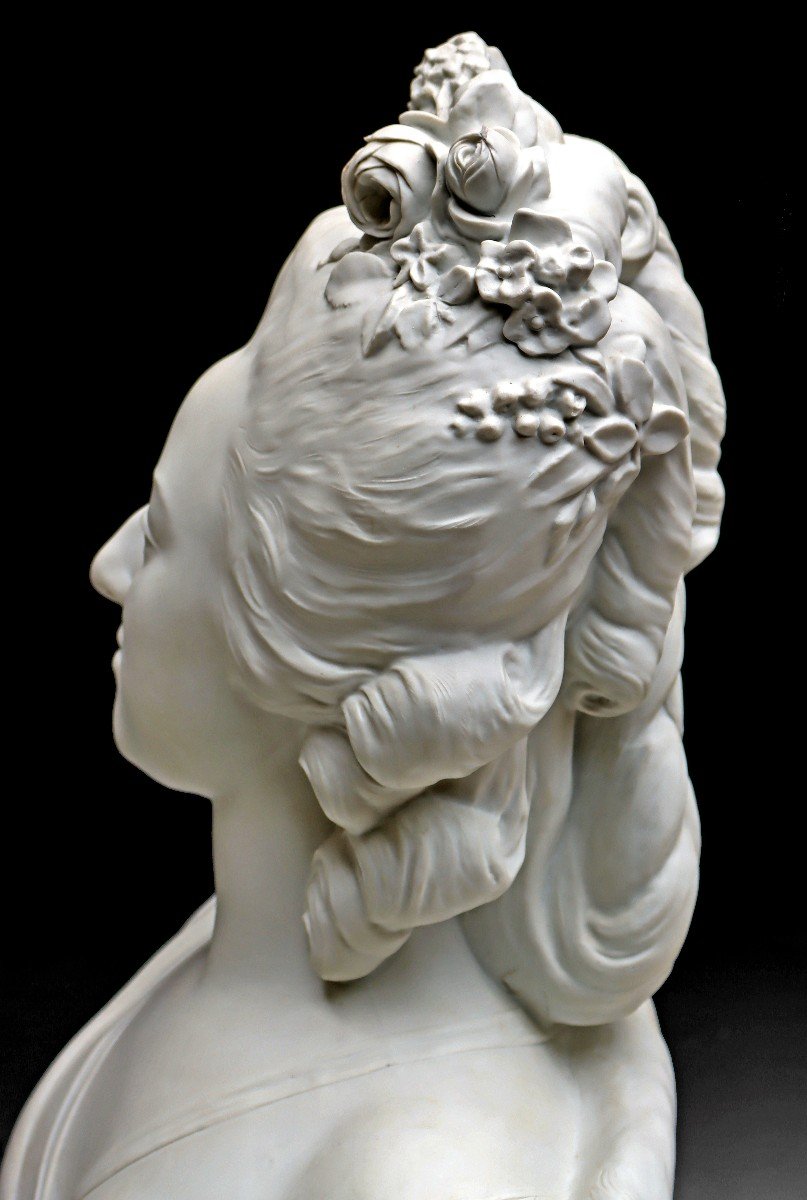 Houdon Nineteenth Large Bust In Biscuit (h: 70 Cm)-photo-6
