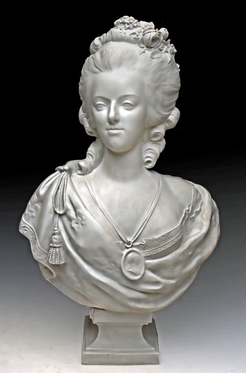 Houdon Nineteenth Large Bust In Biscuit (h: 70 Cm)-photo-8