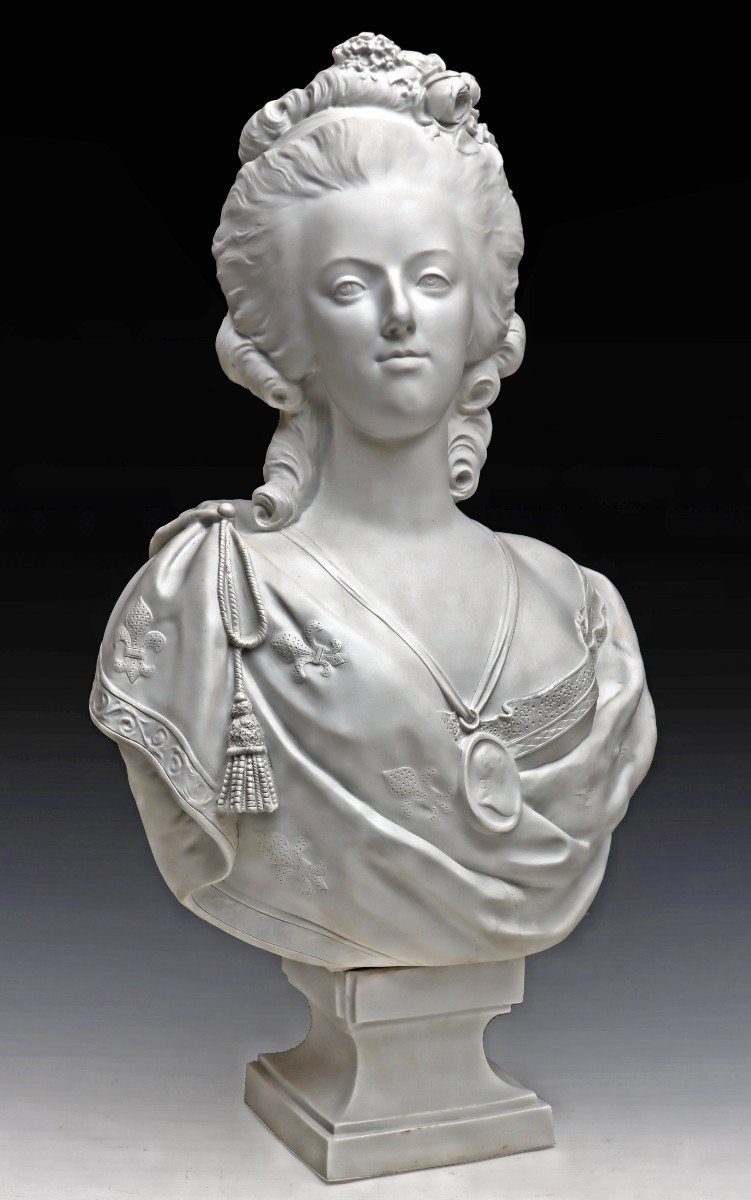 Houdon Nineteenth Large Bust In Biscuit (h: 70 Cm)