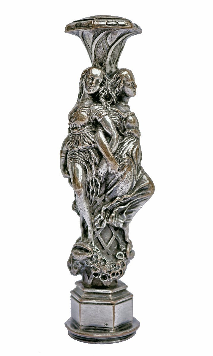 Auguste De Chatillon Sceau Cachet bronze "Les trois graces"-photo-2