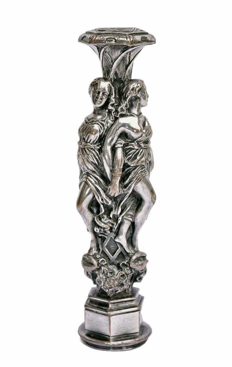 Auguste De Chatillon Sceau Cachet bronze "Les trois graces"-photo-3