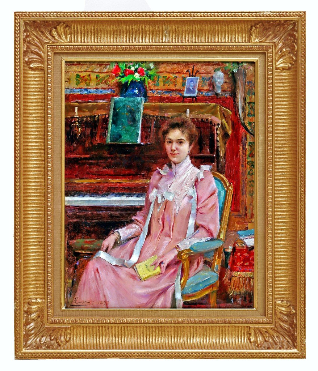 Adrien Tanoux (1865-1923) Impressionist Portrait-photo-2