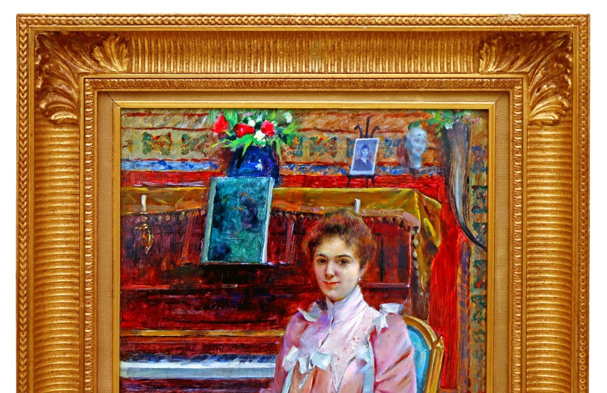 Adrien Tanoux (1865-1923) Impressionist Portrait-photo-3