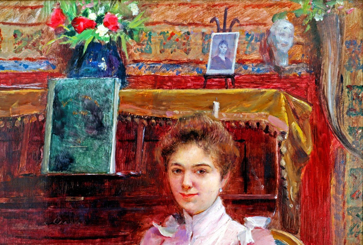 Adrien TANOUX (1865-1923) Portrait Impressionniste -photo-3