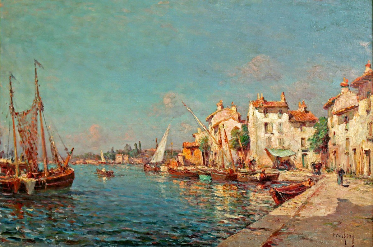 Henry Malfroy (1895-1944) Large Impressionist View Of The Port Of Martigues-photo-2