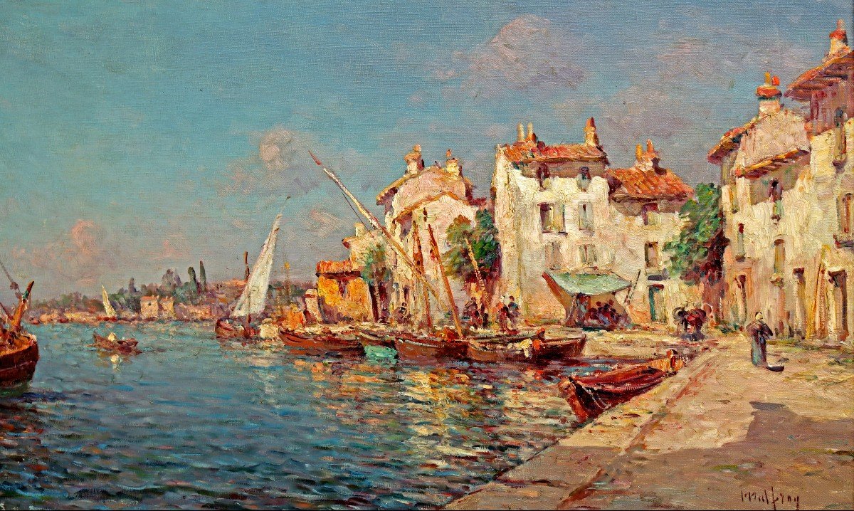 Henry Malfroy (1895-1944) Large Impressionist View Of The Port Of Martigues-photo-1