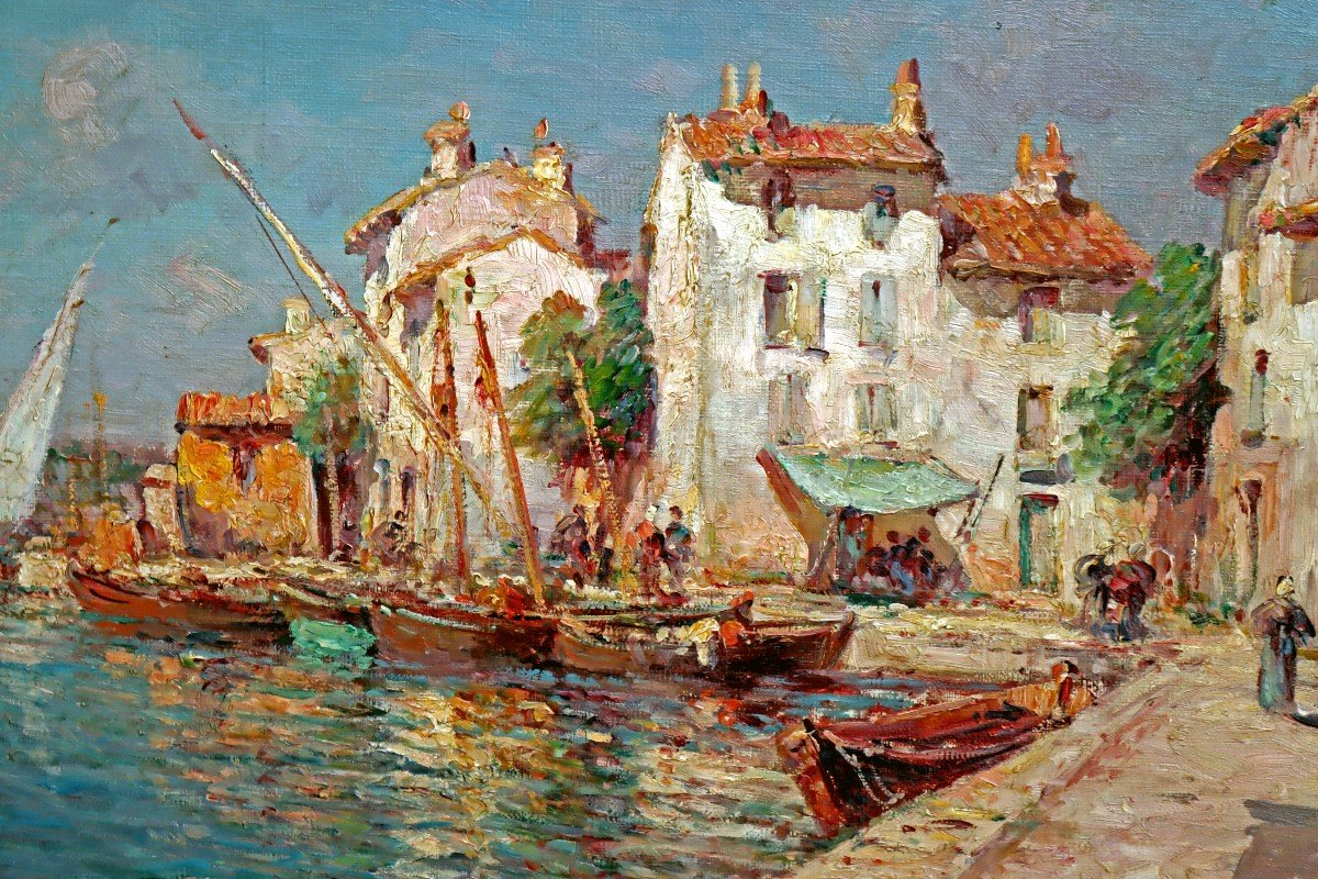 Henry Malfroy (1895-1944) Large Impressionist View Of The Port Of Martigues-photo-4