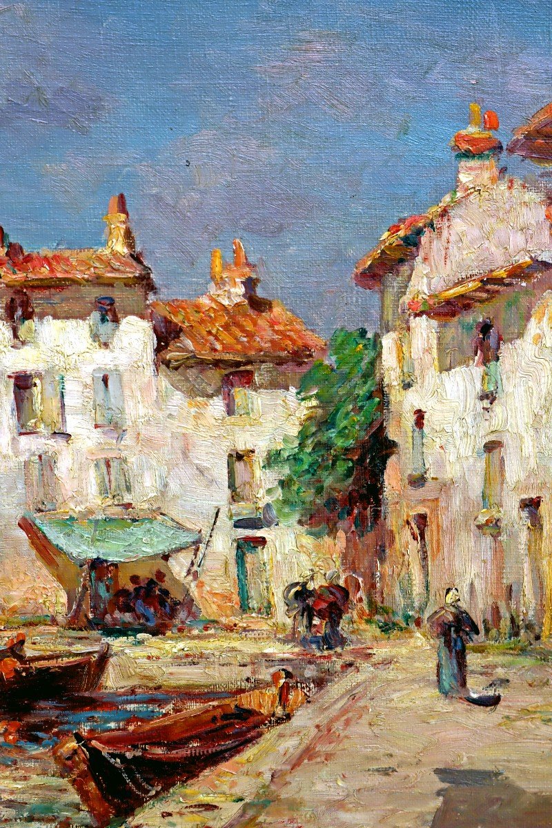 Henry Malfroy (1895-1944) Large Impressionist View Of The Port Of Martigues-photo-5