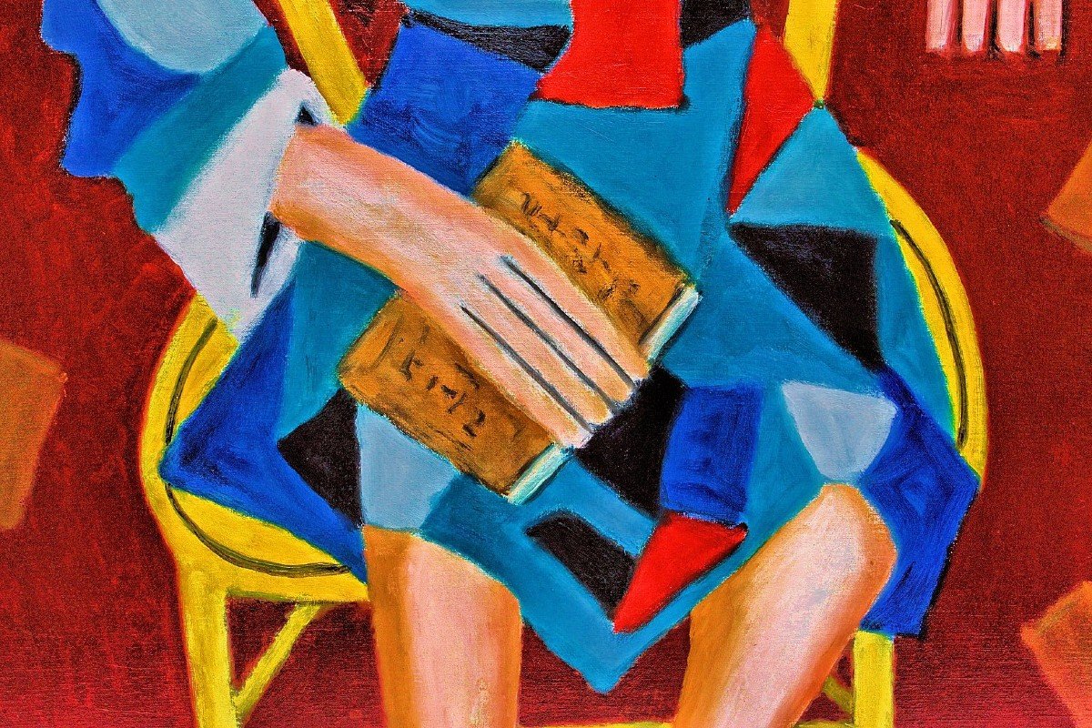 Roland CHANCO (1914-2017) "Le Livre" Importante Huile sur Toile-photo-2