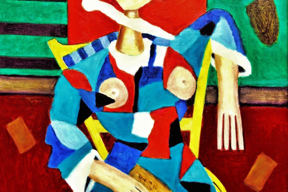 Roland CHANCO (1914-2017) "Le Livre" Importante Huile sur Toile-photo-3