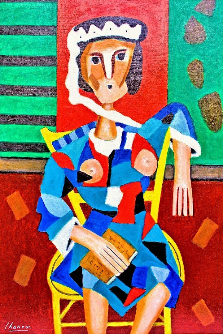 Roland CHANCO (1914-2017) "Le Livre" Importante Huile sur Toile