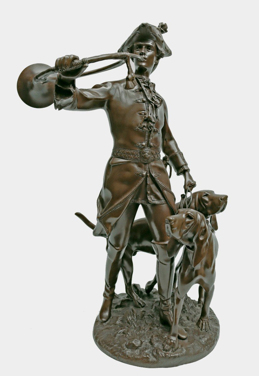Adrien Gaudez (1845-1902) Bronze Hunting Scene-photo-2