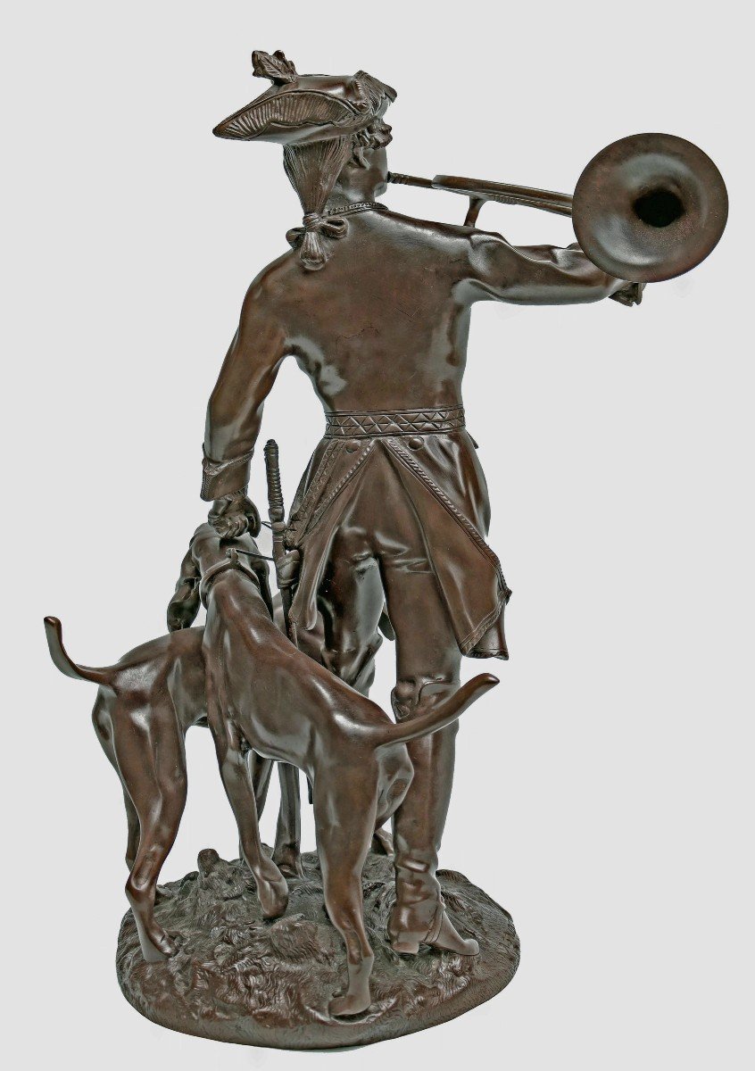 Adrien Gaudez (1845-1902) Bronze Hunting Scene-photo-1