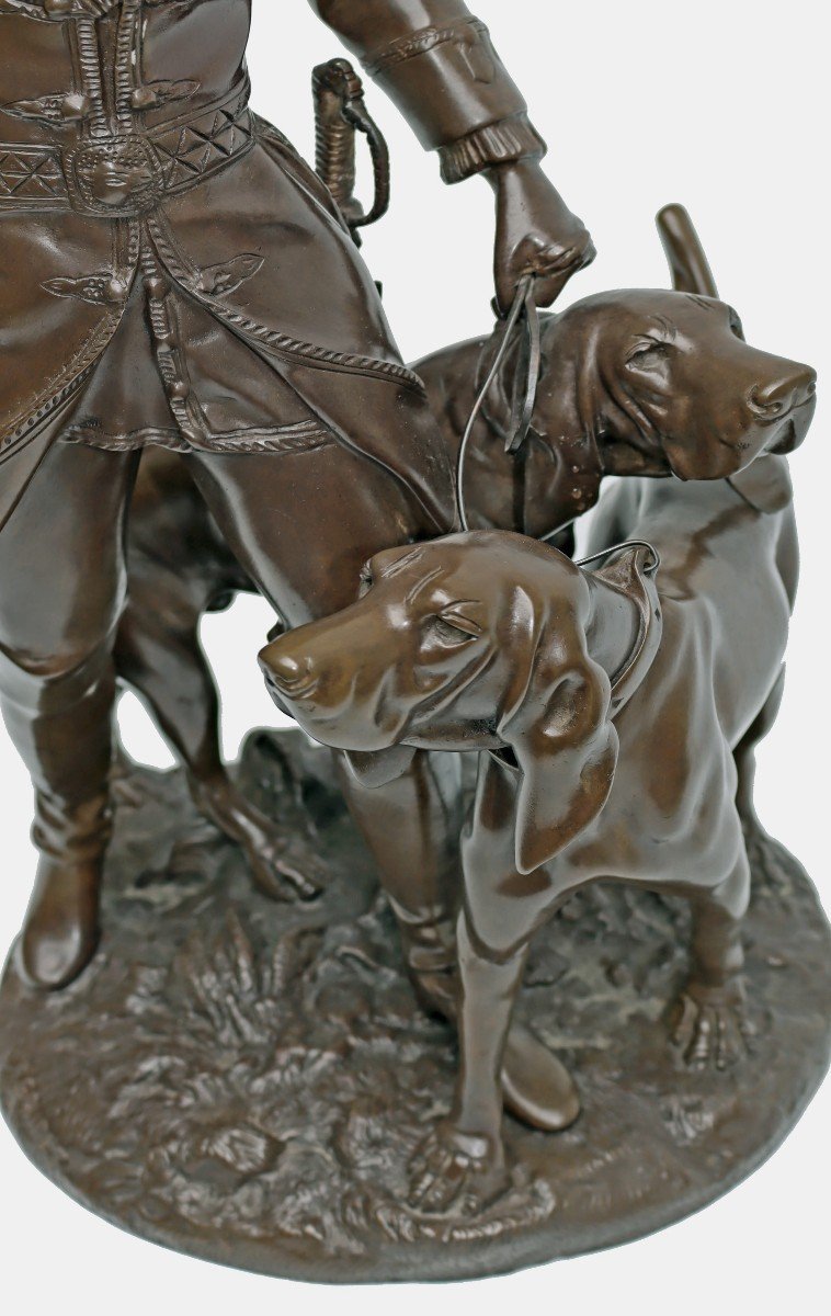 Adrien Gaudez (1845-1902) Bronze Hunting Scene-photo-4