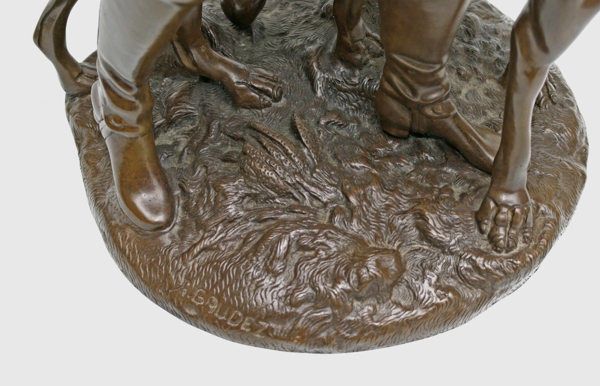 Adrien Gaudez (1845-1902) Bronze Hunting Scene-photo-6