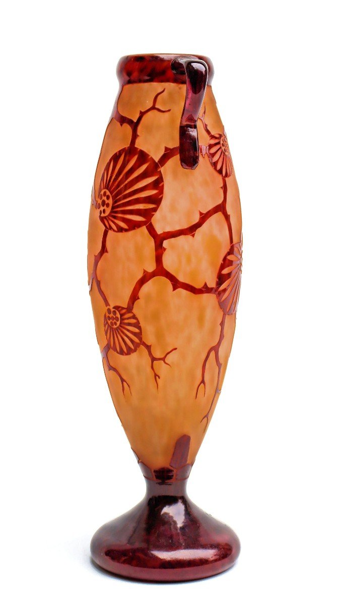 French Glass Large Art Deco “epinettes” Vase-photo-4