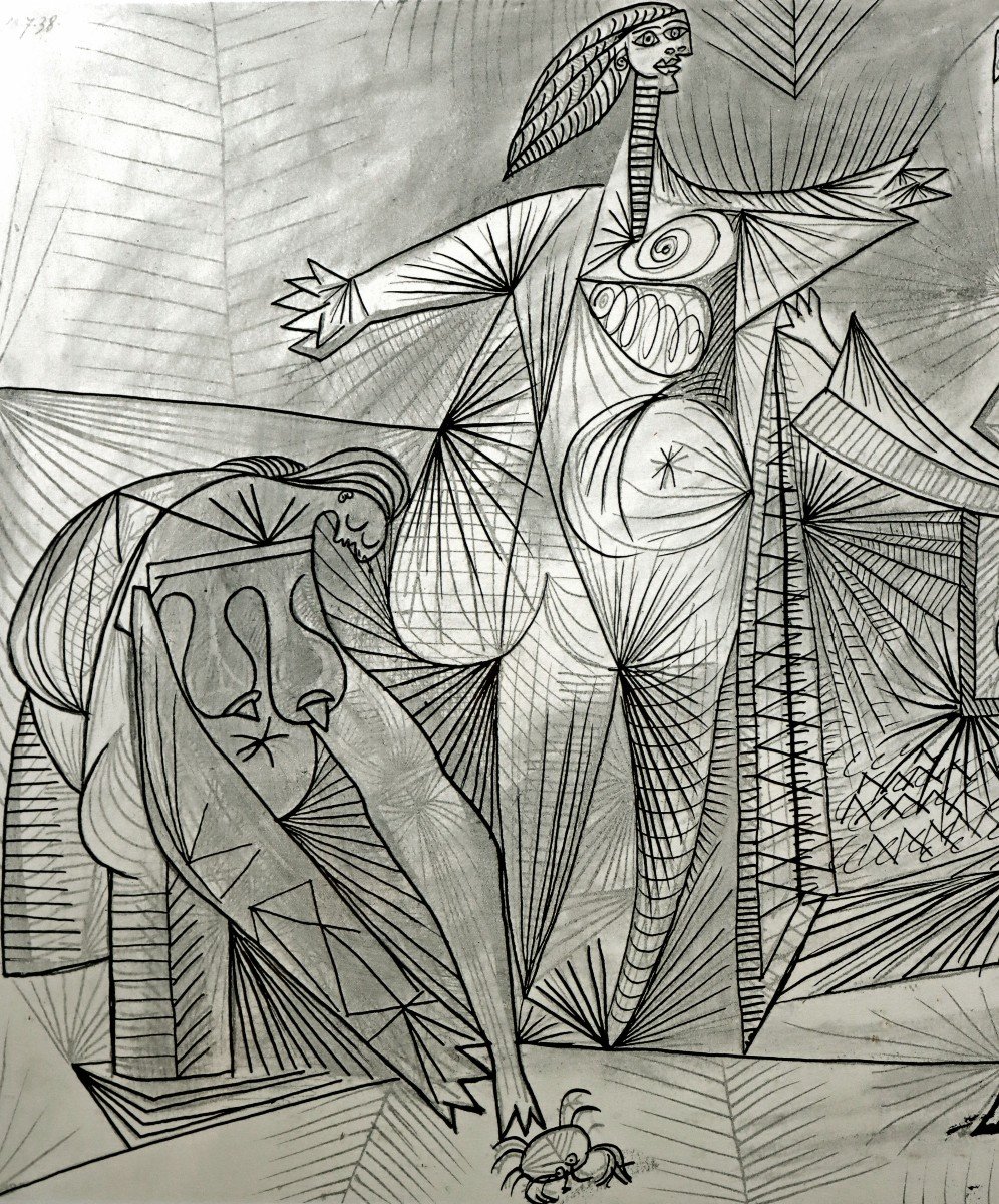 Pablo PICASSO (1881-1973) Grande Gravure "Les Baigneuses au Crabe"-photo-4