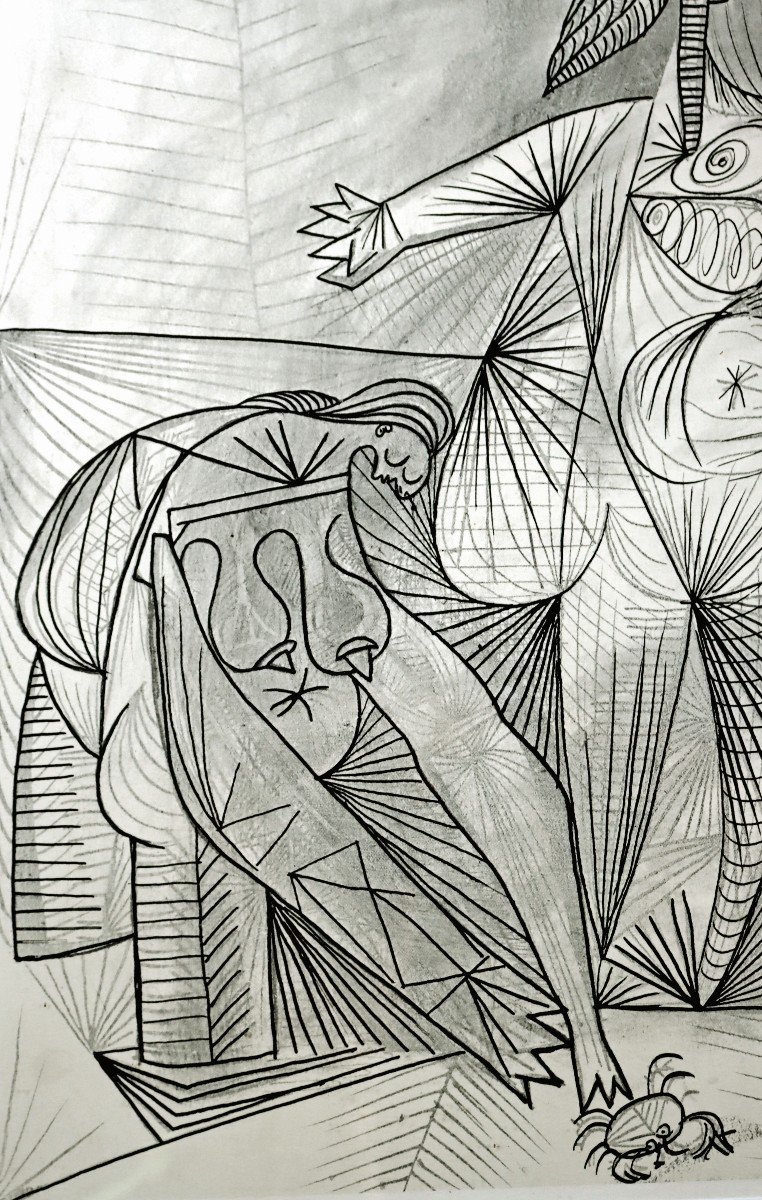 Pablo PICASSO (1881-1973) Grande Gravure "Les Baigneuses au Crabe"-photo-1