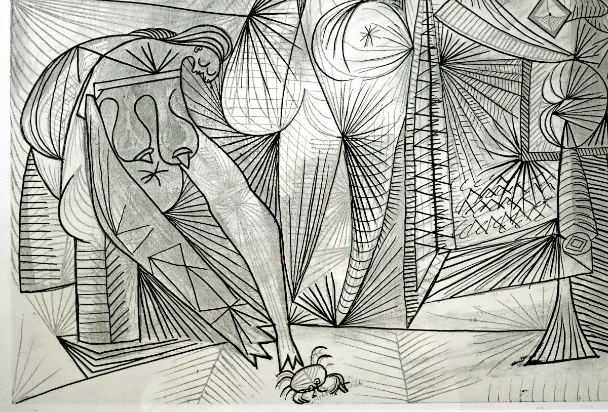 Pablo PICASSO (1881-1973) Grande Gravure "Les Baigneuses au Crabe"-photo-2