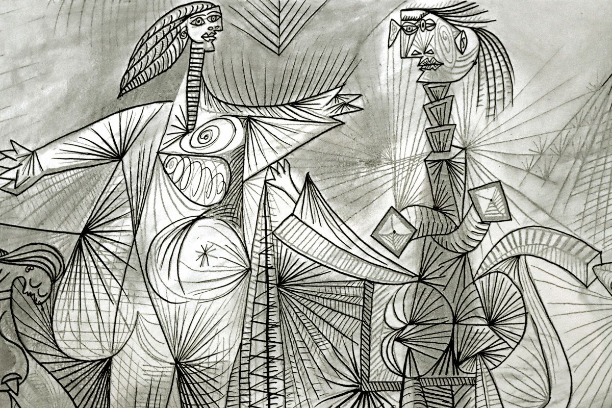 Pablo PICASSO (1881-1973) Grande Gravure "Les Baigneuses au Crabe"-photo-3