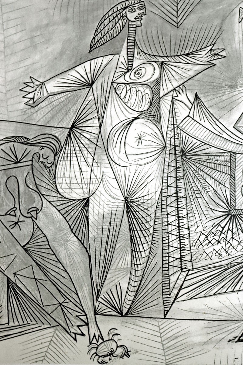Pablo Picasso (1881-1973) Large Engraving "the Crab Bathers"-photo-6