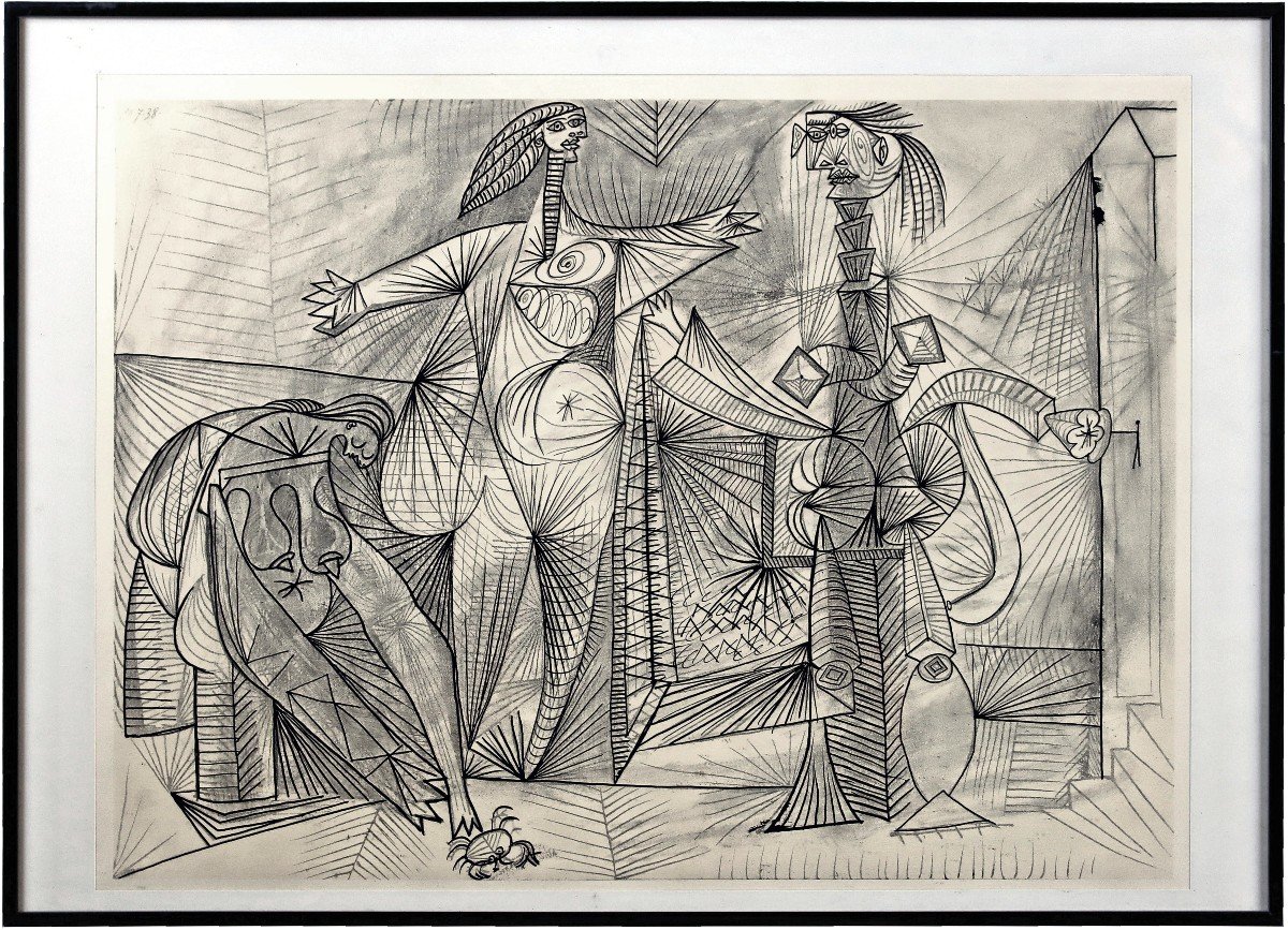 Pablo Picasso (1881-1973) Large Engraving "the Crab Bathers"