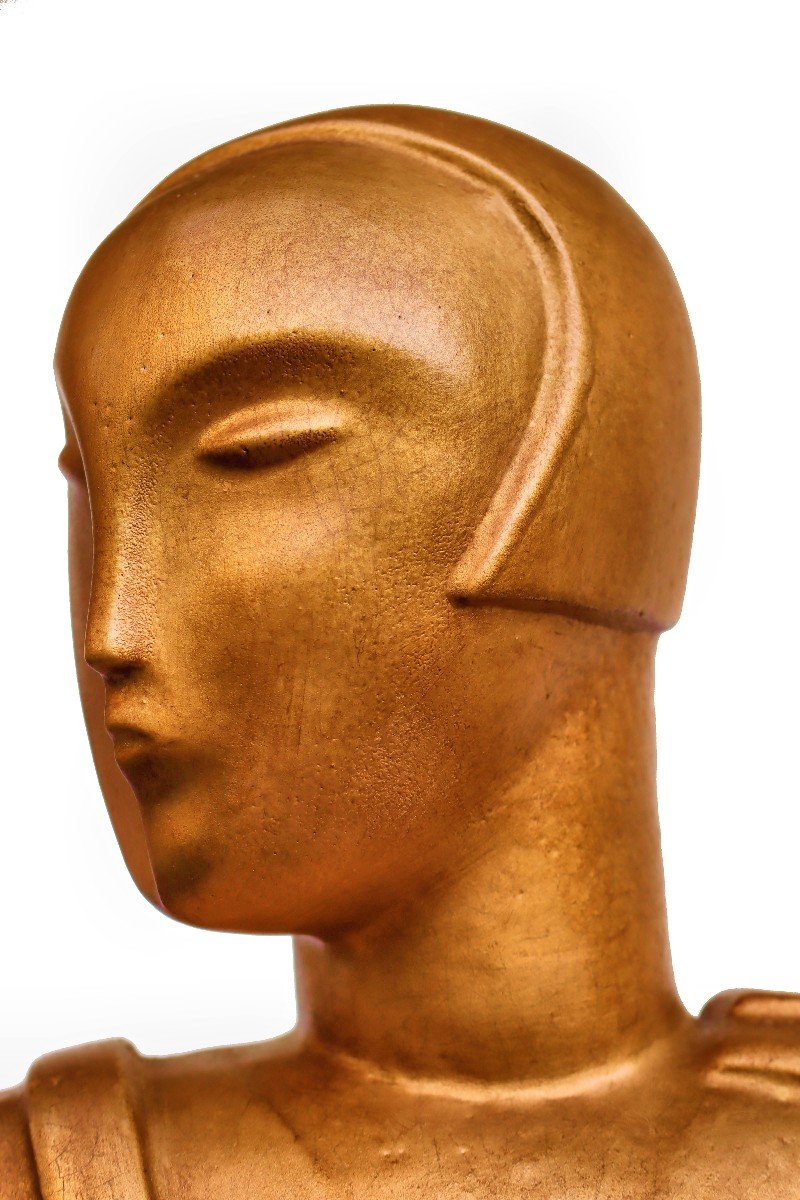 Large Art Deco Cubist Statue (height: 1.43 M)-photo-4