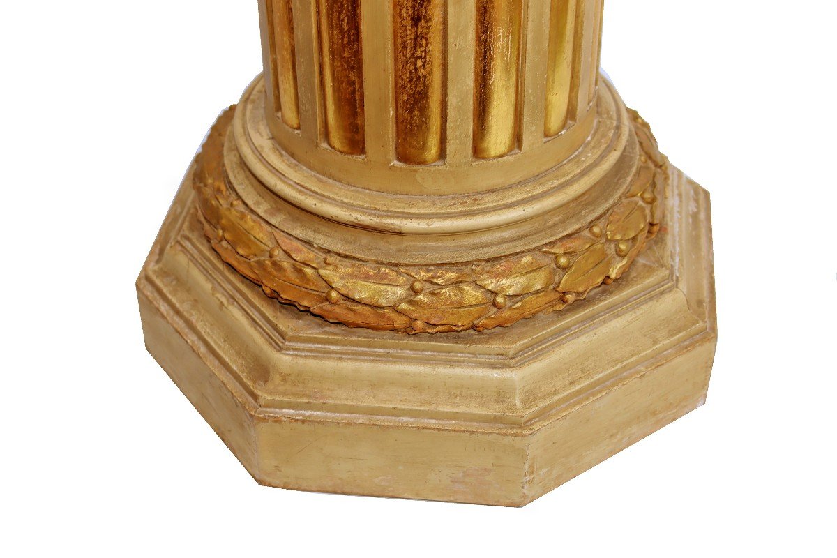 Louis XVI Carved Golden Wood Column-photo-6