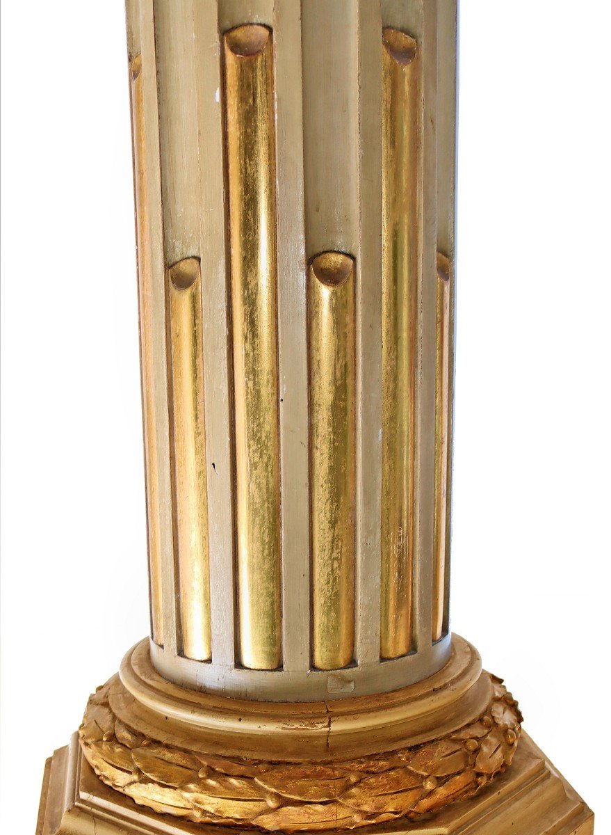 Louis XVI Carved Golden Wood Column-photo-7