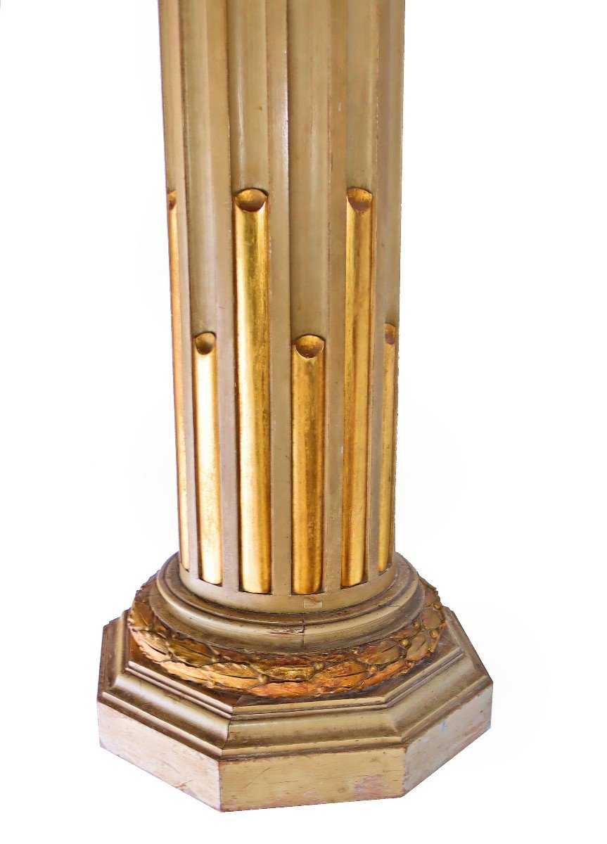 Louis XVI Carved Golden Wood Column-photo-8