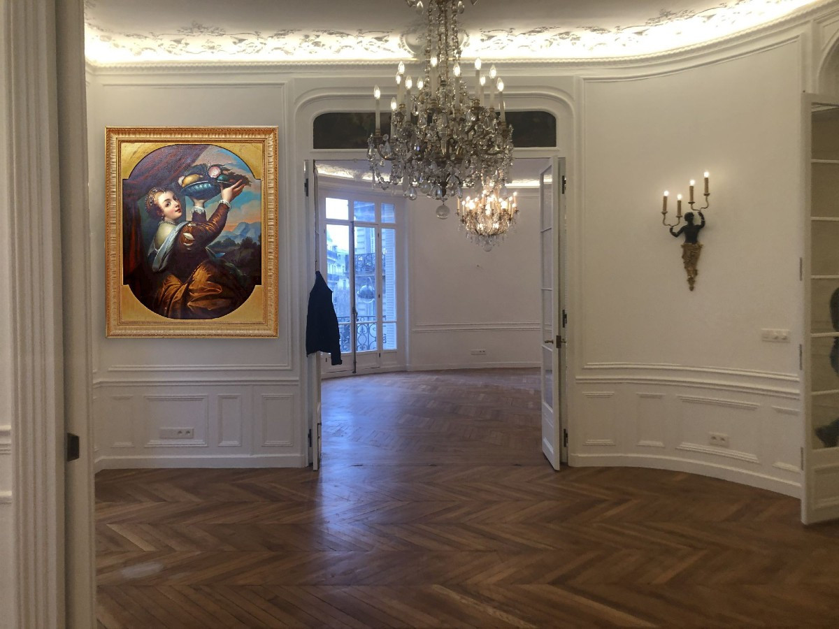 Grand Tableau XVIIIe "Jeune Femme a la Corbeille de Fruits"-photo-8