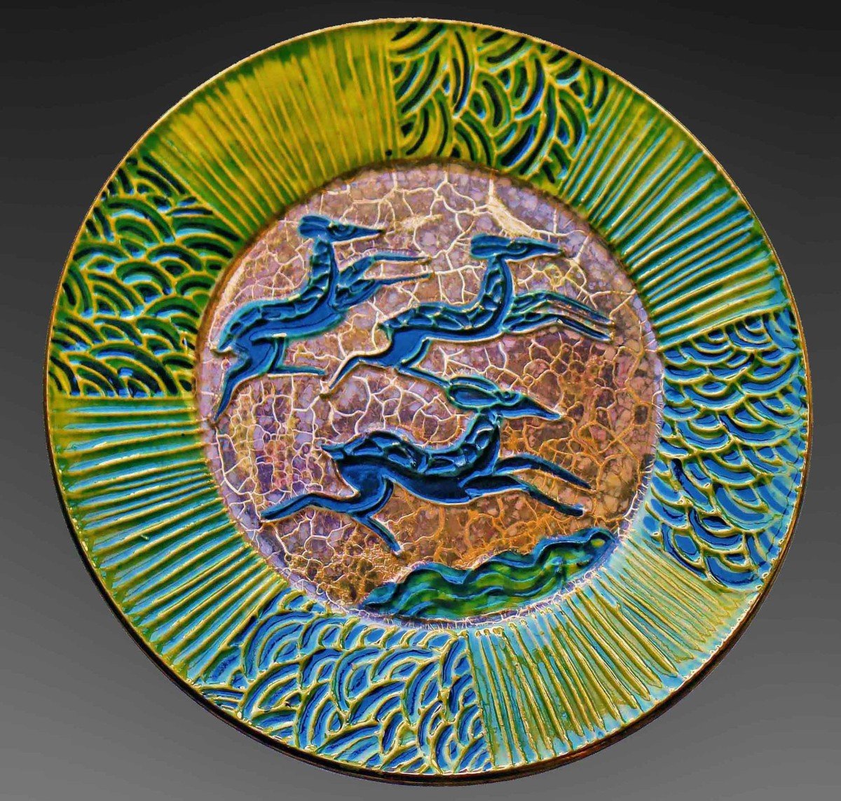 Sèvres / Jean Mayodon (1893-1967) Deux Plats Art Déco-photo-2