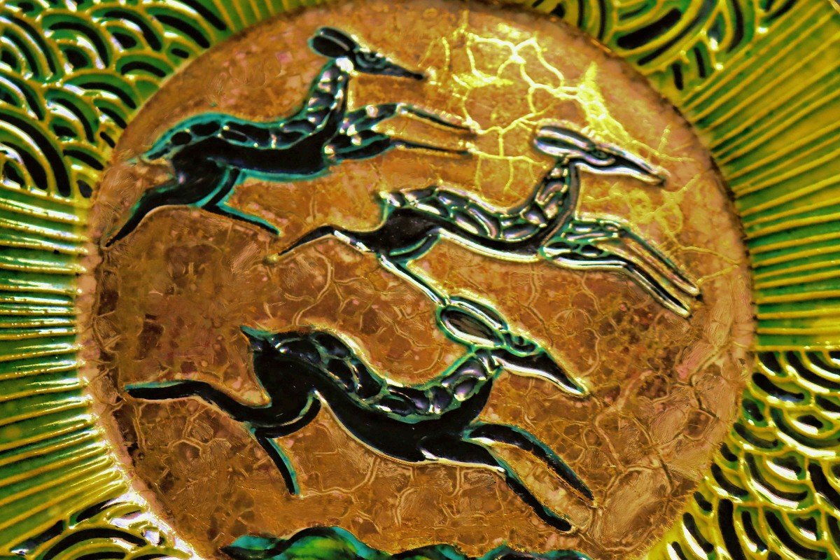 Sèvres / Jean Mayodon (1893-1967) Deux Plats Art Déco-photo-3