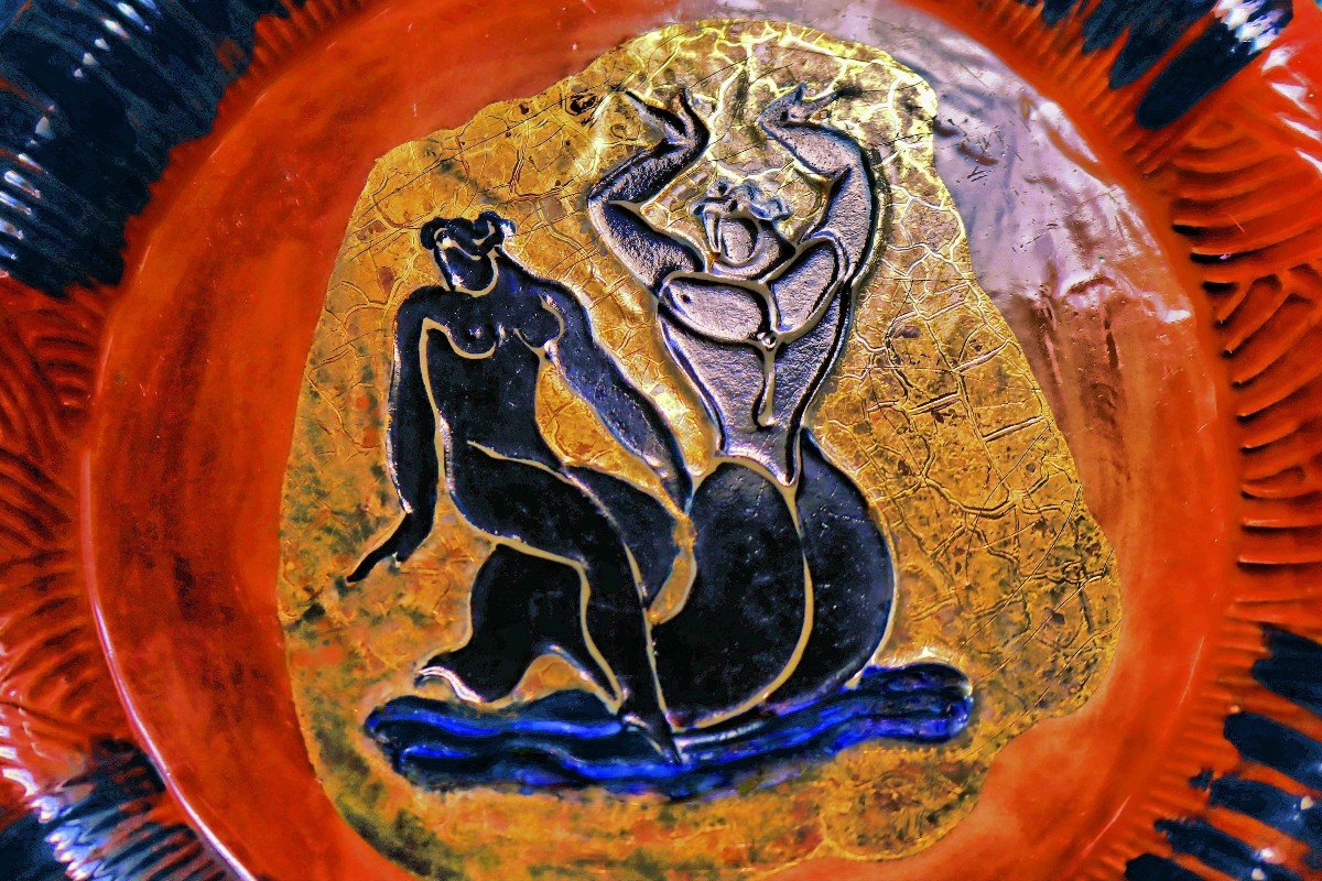 Sèvres / Jean Mayodon (1893-1967) Two Art Deco Dishes-photo-4