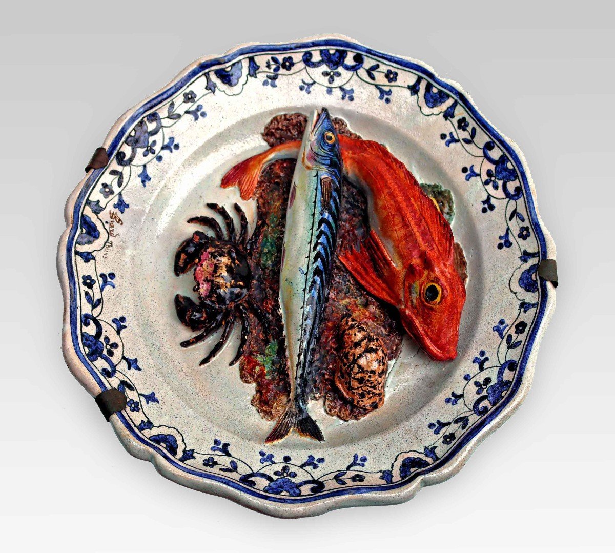 Léon Brard (1830-1902) Large Naturalist Dish ∅ 34 Cm-photo-4