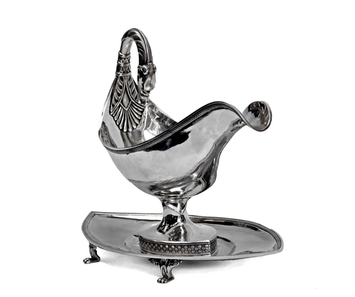Saucière Empire Argent Massif Orfèvre Guillaume RICHARD Paris-photo-3