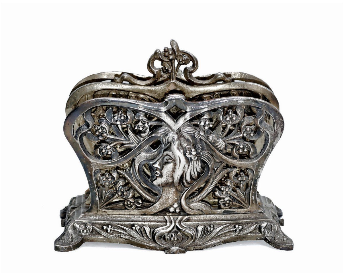 Porte-Courrier Bronze Art Nouveau 1900-photo-2