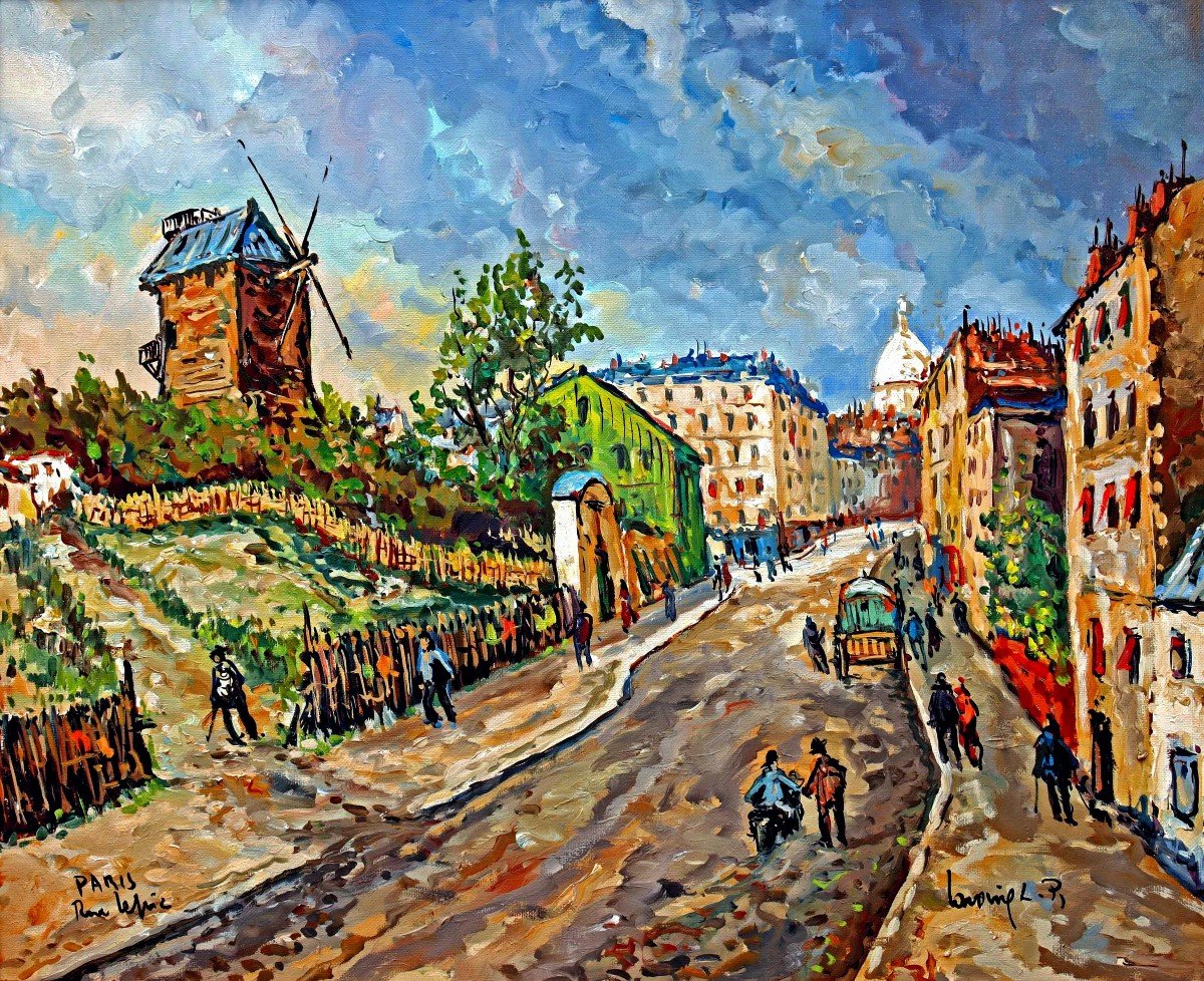 Robert Lavoine (1916-1999) Painting Of Montmartre-photo-4