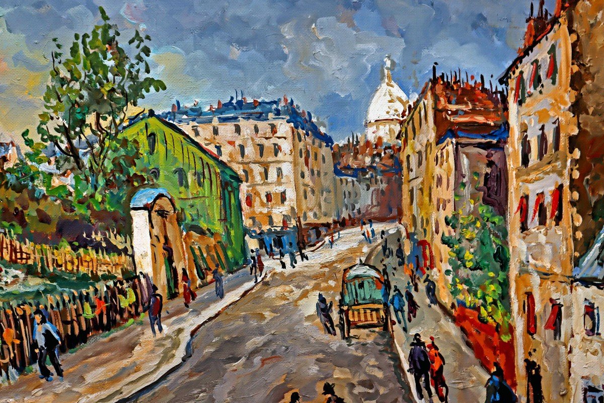 Robert Lavoine (1916-1999) Painting Of Montmartre-photo-3